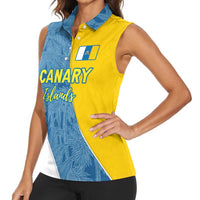 Canary Islands Flag Women Sleeveless Polo Shirt Autonomous Community of Spain - Wonder Print Shop