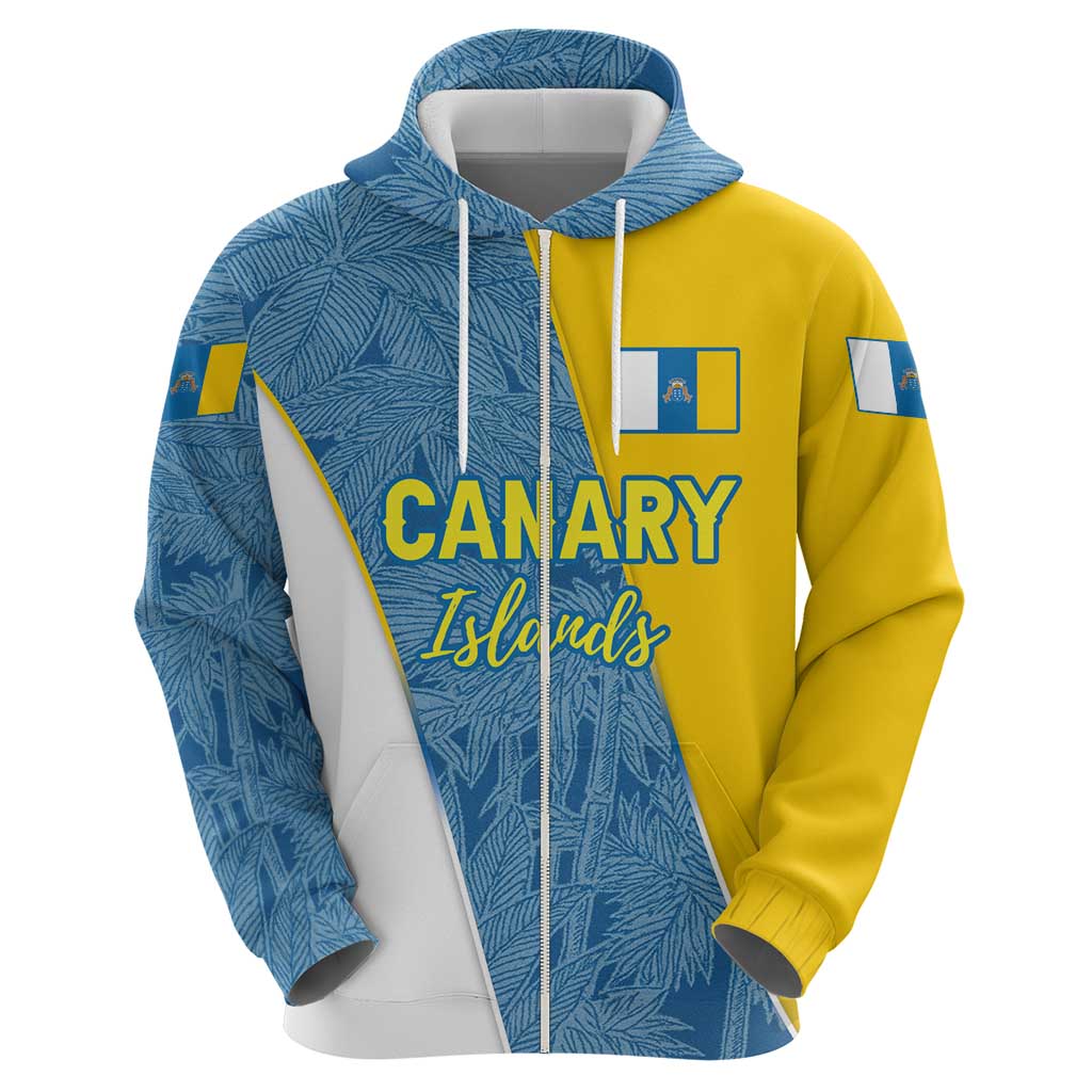 Canary Islands Flag Zip Hoodie Autonomous Community of Spain - Wonder Print Shop