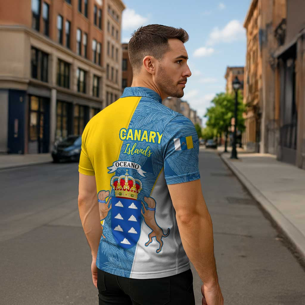 Canary Islands Flag Zipper Polo Shirt Autonomous Community of Spain - Wonder Print Shop