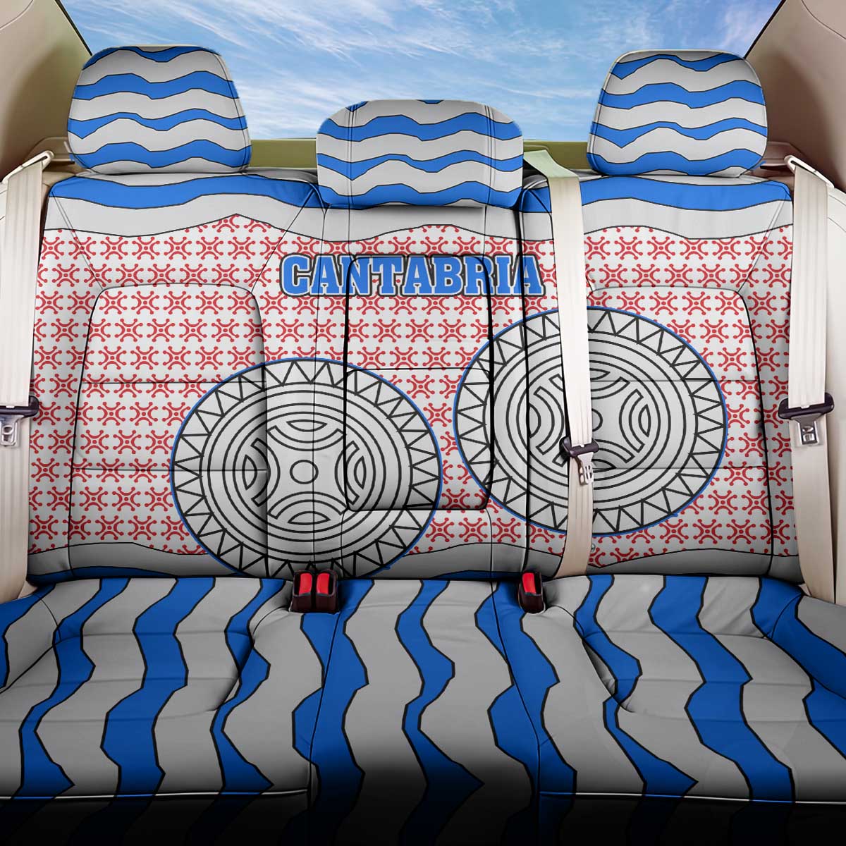 Cantabria Flag Back Car Seat Cover Autonomous Community of Spain - Wonder Print Shop