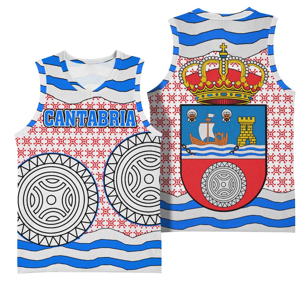 Cantabria Flag Basketball Jersey Autonomous Community of Spain - Wonder Print Shop