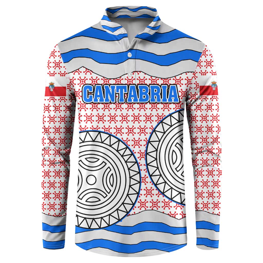 Cantabria Flag Button Sweatshirt Autonomous Community of Spain - Wonder Print Shop