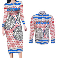 Cantabria Flag Couples Matching Long Sleeve Bodycon Dress and Long Sleeve Button Shirt Autonomous Community of Spain - Wonder Print Shop