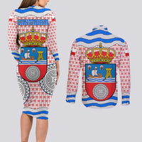 Cantabria Flag Couples Matching Long Sleeve Bodycon Dress and Long Sleeve Button Shirt Autonomous Community of Spain - Wonder Print Shop