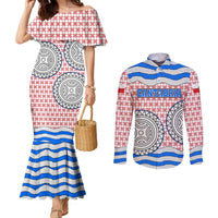 Cantabria Flag Couples Matching Mermaid Dress and Long Sleeve Button Shirt Autonomous Community of Spain - Wonder Print Shop