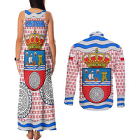 Cantabria Flag Couples Matching Tank Maxi Dress and Long Sleeve Button Shirt Autonomous Community of Spain - Wonder Print Shop