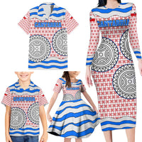 Cantabria Flag Family Matching Long Sleeve Bodycon Dress and Hawaiian Shirt Autonomous Community of Spain - Wonder Print Shop