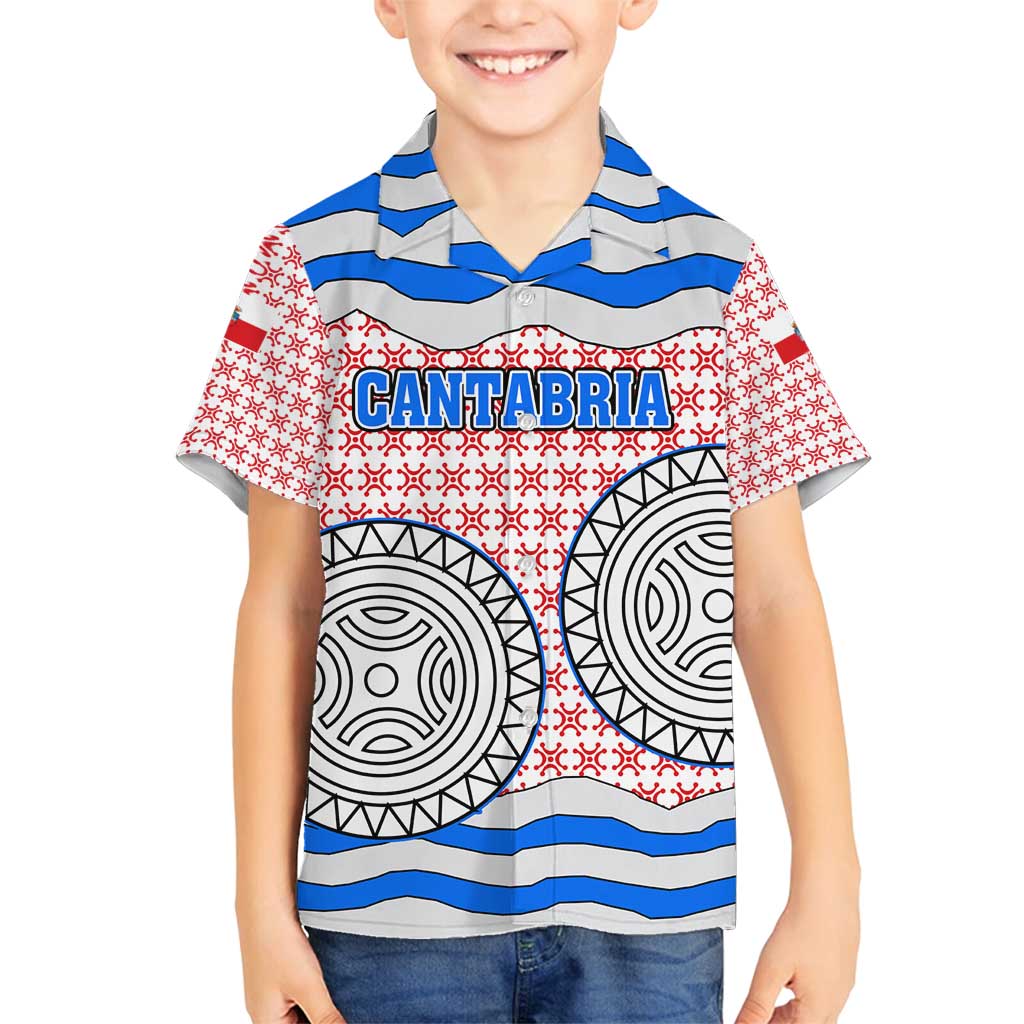 Cantabria Flag Family Matching Off Shoulder Maxi Dress and Hawaiian Shirt Autonomous Community of Spain - Wonder Print Shop