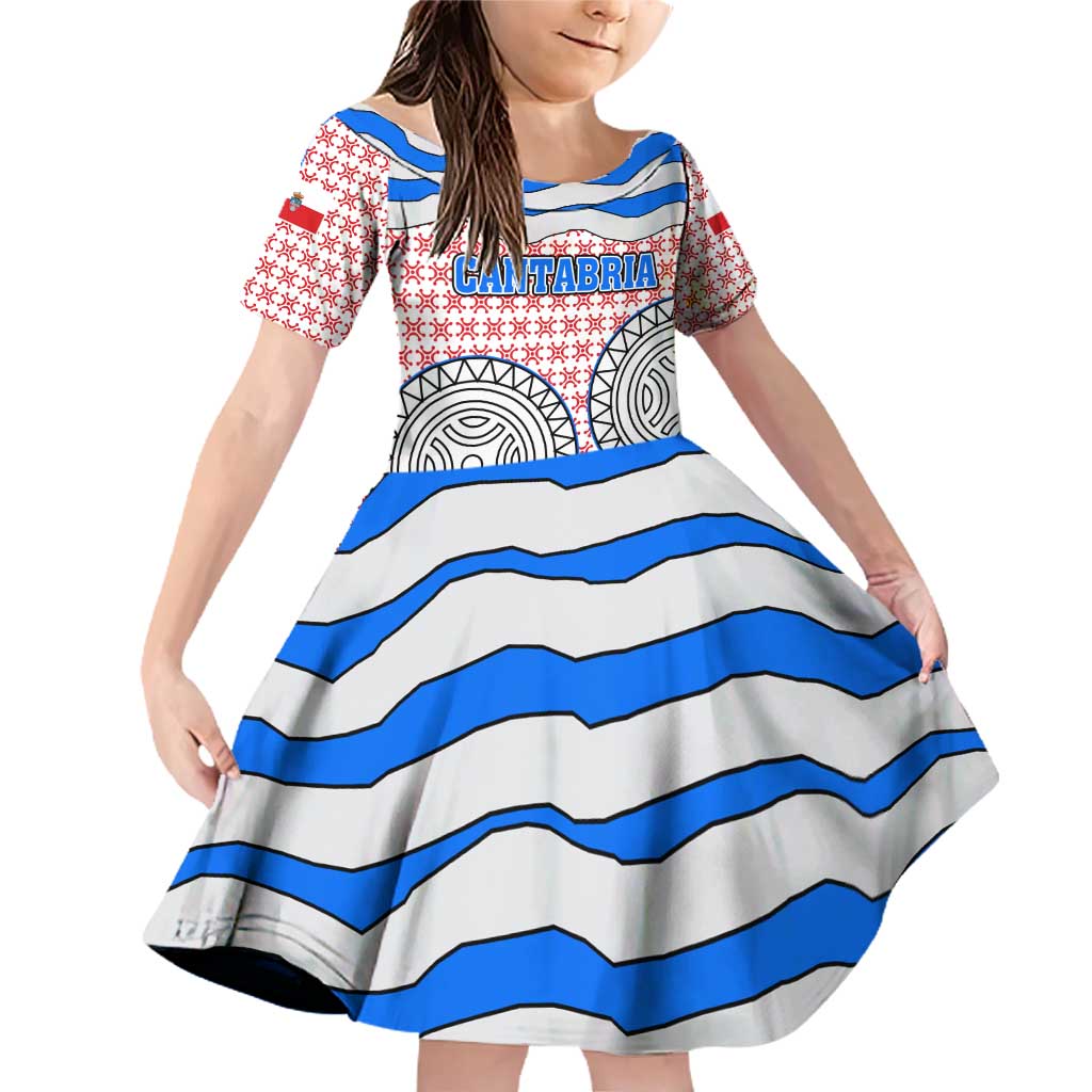 Cantabria Flag Family Matching Off Shoulder Short Dress and Hawaiian Shirt Autonomous Community of Spain - Wonder Print Shop