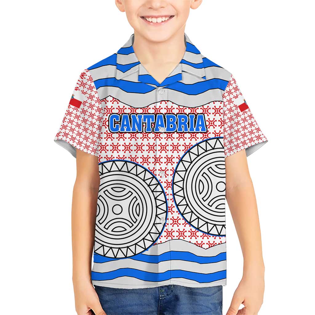 Cantabria Flag Kid Hawaiian Shirt Autonomous Community of Spain - Wonder Print Shop