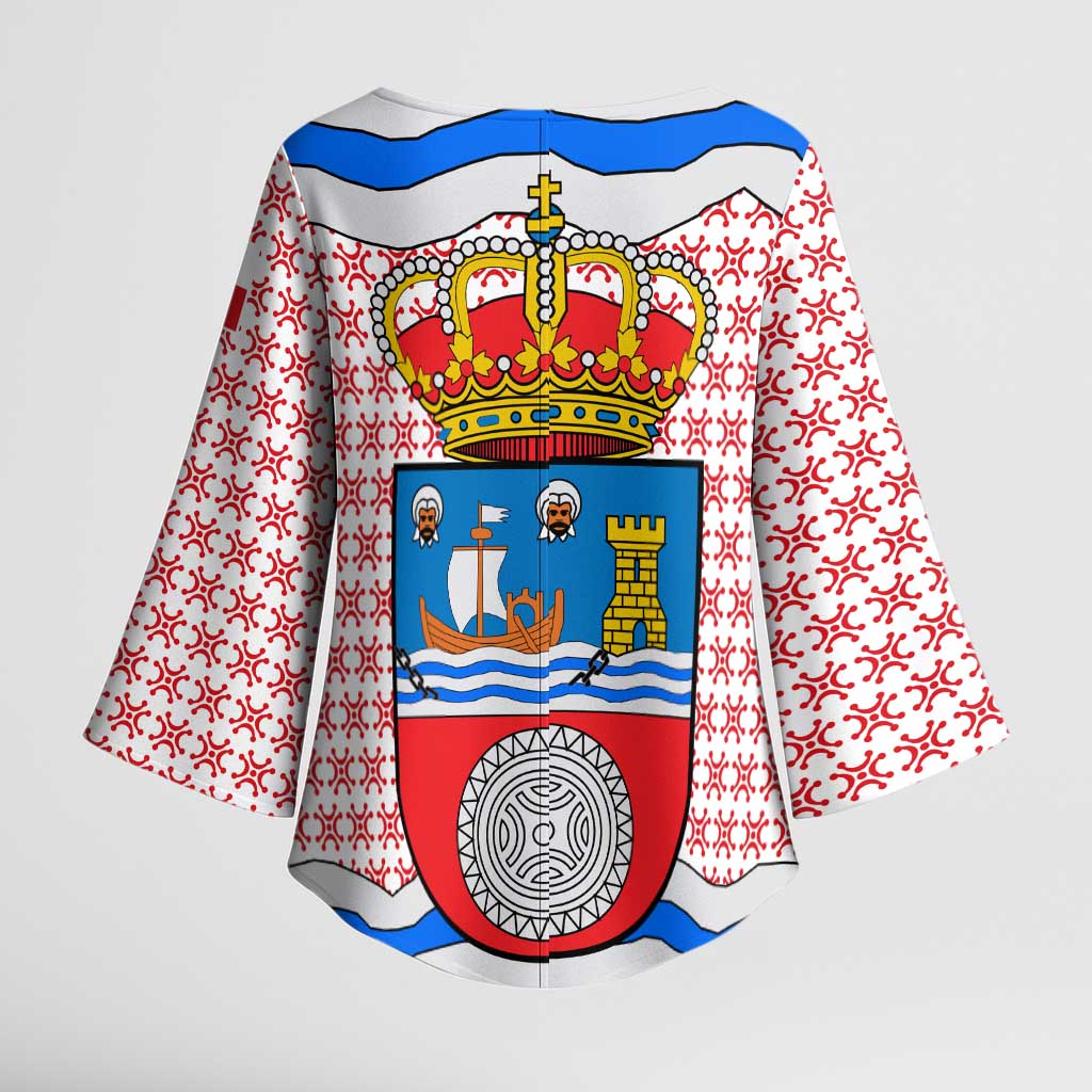 Cantabria Flag Kimono Sleeve Blouse Autonomous Community of Spain - Wonder Print Shop