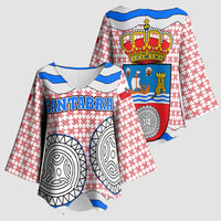 Cantabria Flag Kimono Sleeve Blouse Autonomous Community of Spain - Wonder Print Shop