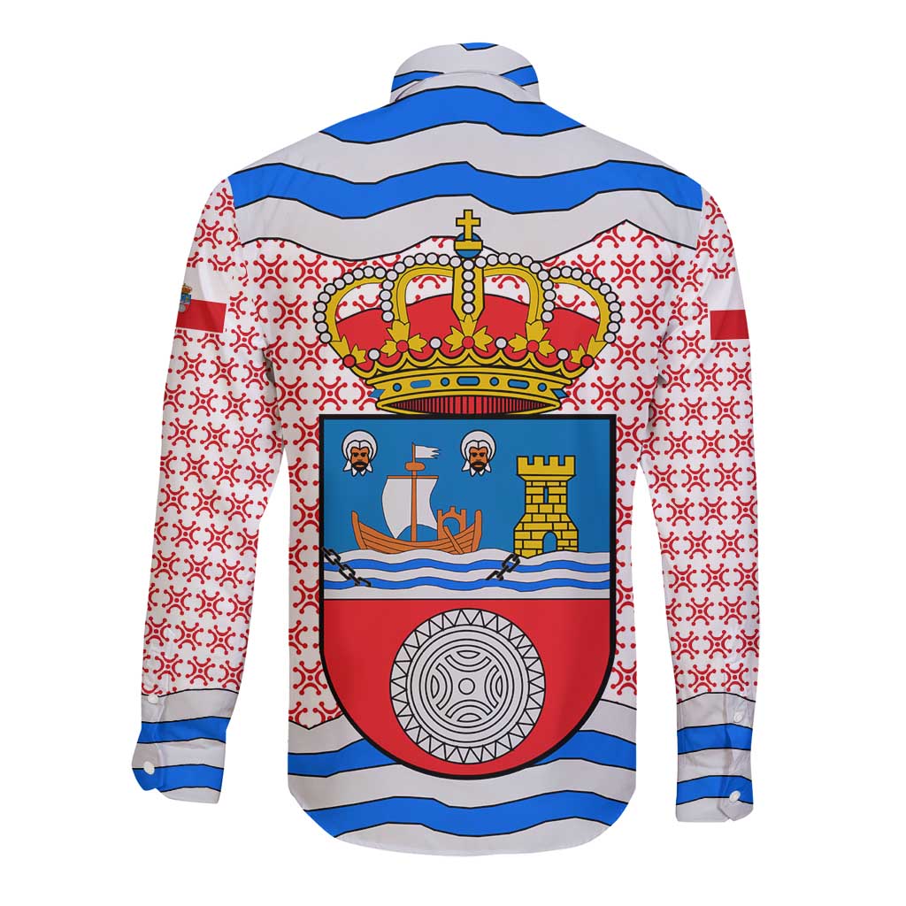 Cantabria Flag Long Sleeve Button Shirt Autonomous Community of Spain - Wonder Print Shop