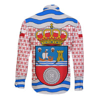 Cantabria Flag Long Sleeve Button Shirt Autonomous Community of Spain - Wonder Print Shop