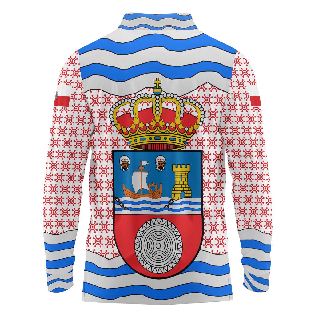 Cantabria Flag Long Sleeve Polo Shirt Autonomous Community of Spain - Wonder Print Shop