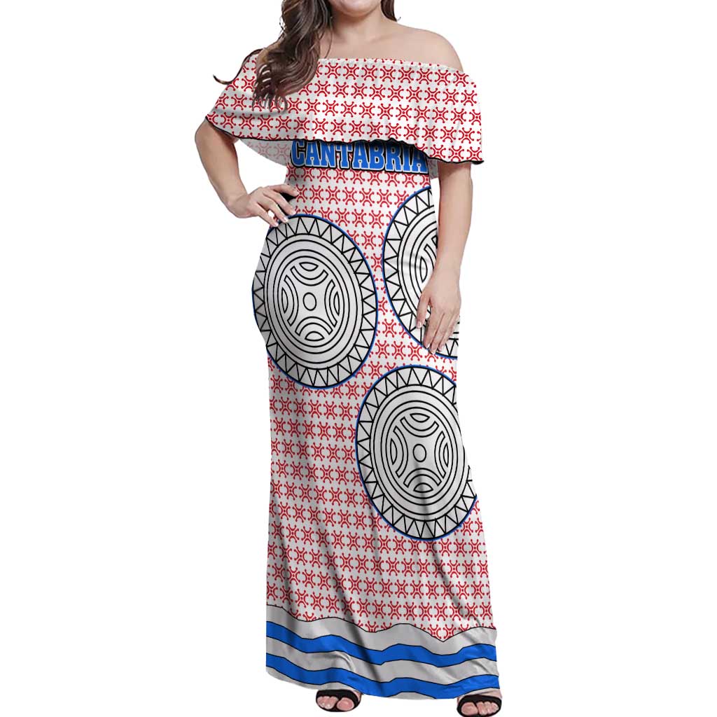 Cantabria Flag Off Shoulder Maxi Dress Autonomous Community of Spain - Wonder Print Shop