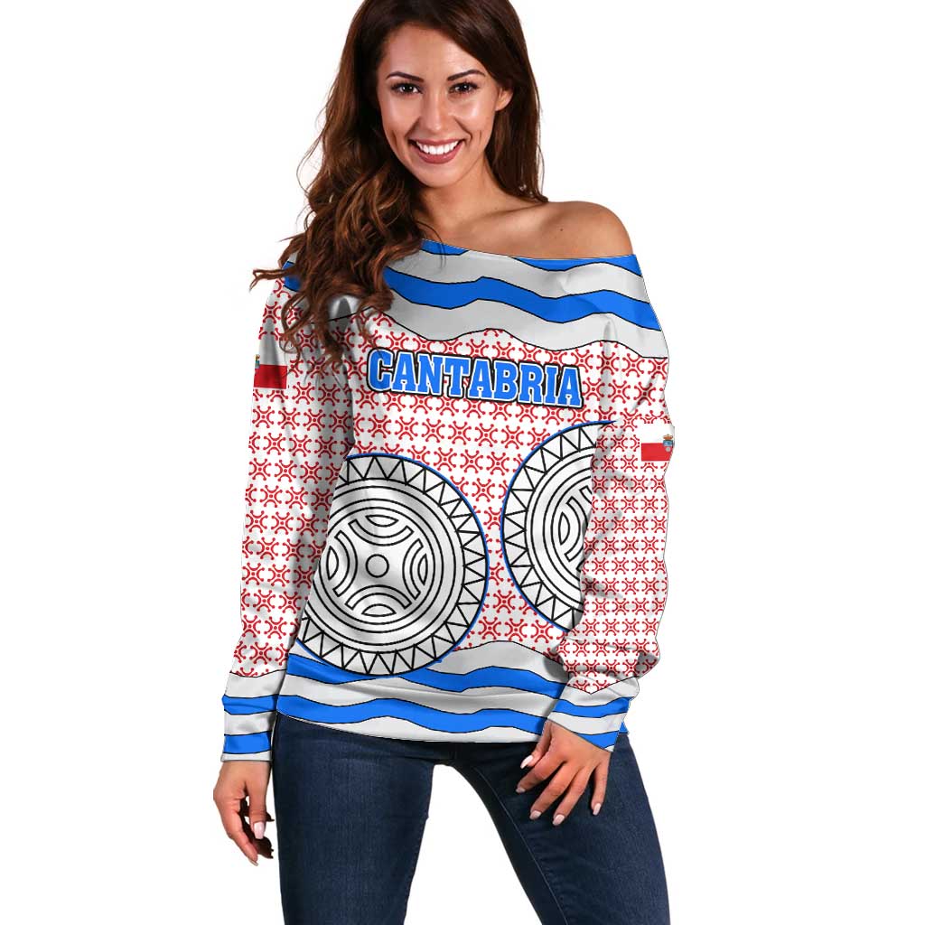 Cantabria Flag Off Shoulder Sweater Autonomous Community of Spain - Wonder Print Shop