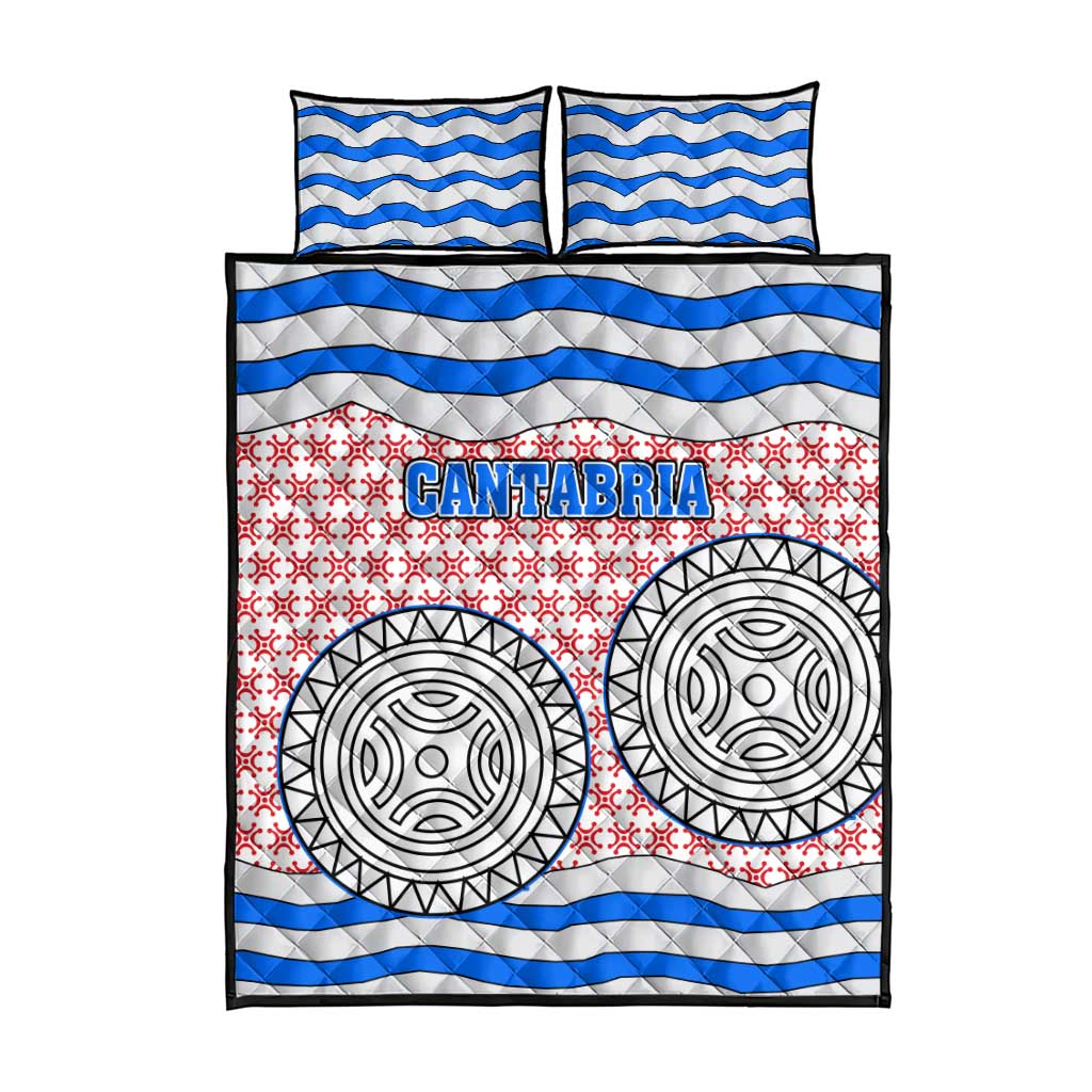Cantabria Flag Quilt Bed Set Autonomous Community of Spain - Wonder Print Shop