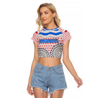 Cantabria Flag Raglan Cropped T Shirt Autonomous Community of Spain - Wonder Print Shop