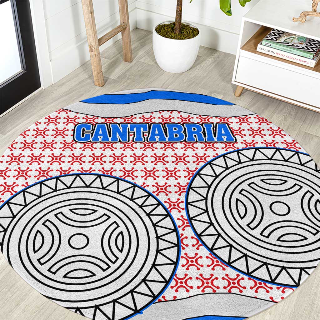 Cantabria Flag Round Carpet Autonomous Community of Spain - Wonder Print Shop
