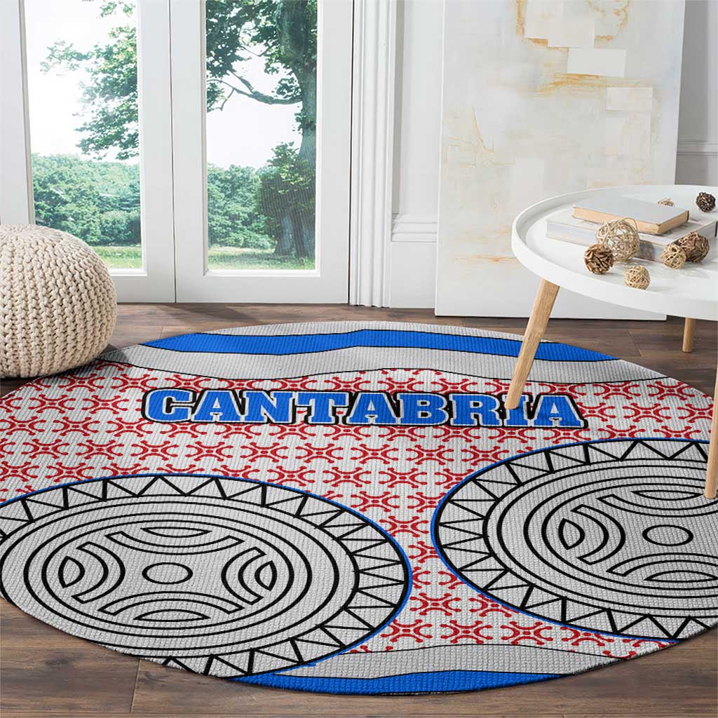 Cantabria Flag Round Carpet Autonomous Community of Spain - Wonder Print Shop