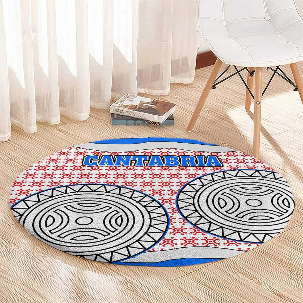 Cantabria Flag Round Carpet Autonomous Community of Spain - Wonder Print Shop