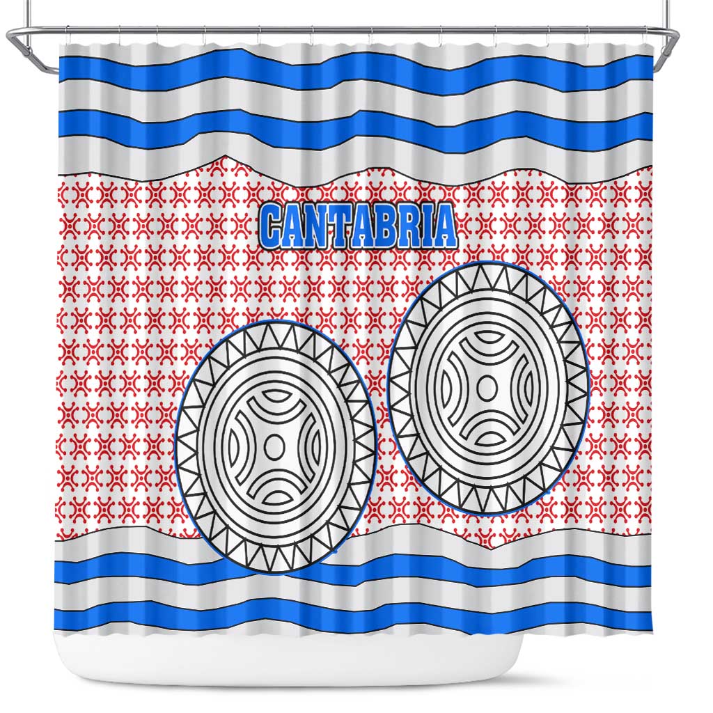 Cantabria Flag Shower Curtain Autonomous Community of Spain - Wonder Print Shop