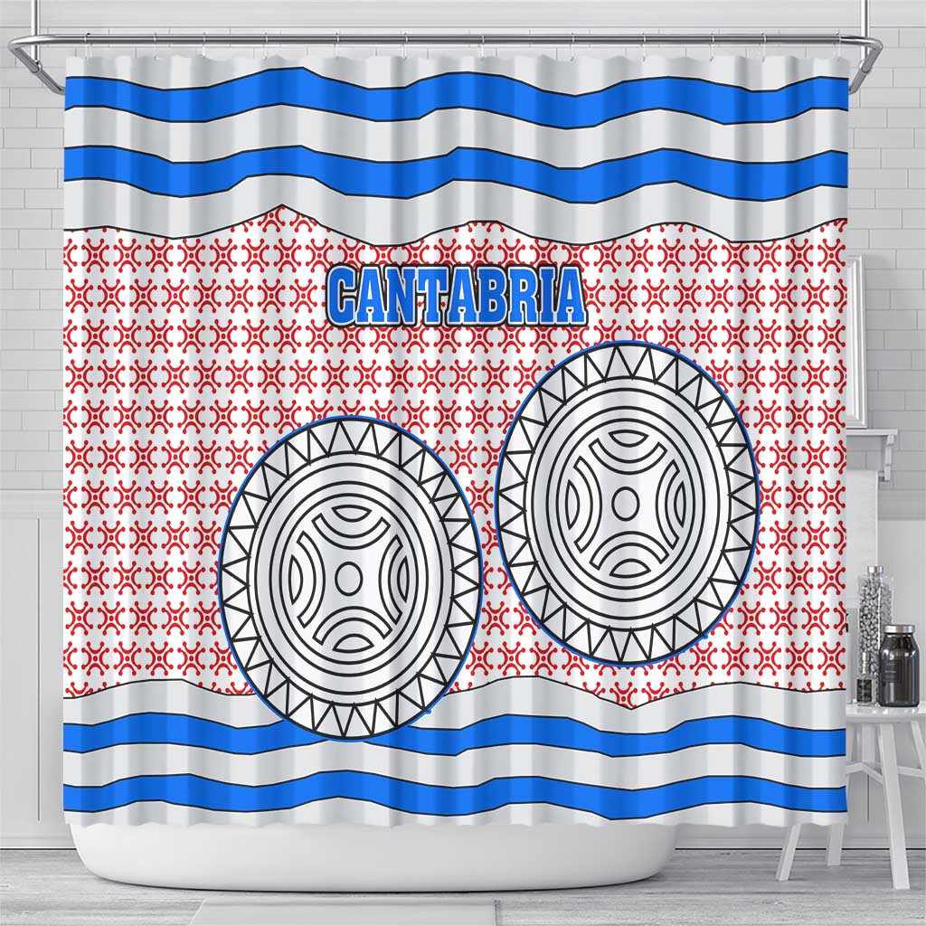 Cantabria Flag Shower Curtain Autonomous Community of Spain - Wonder Print Shop