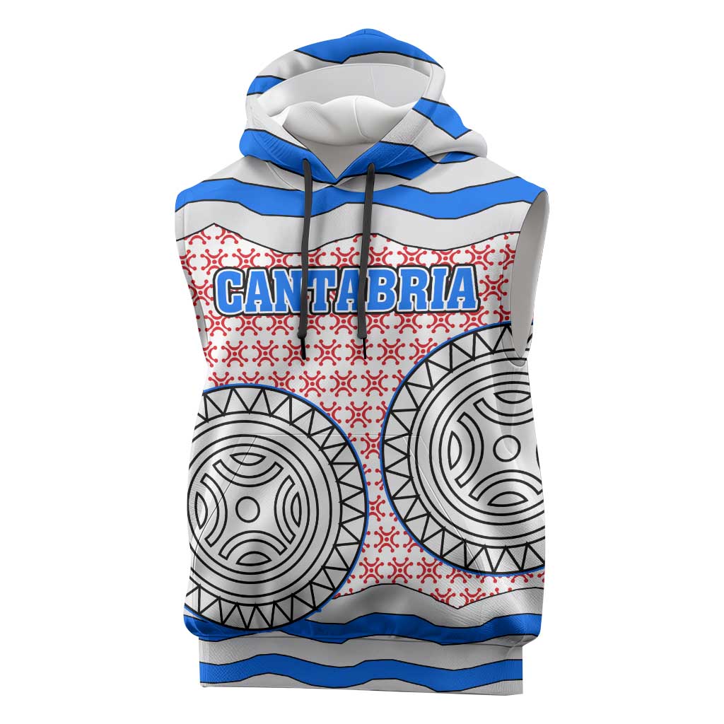 Cantabria Flag Sleeveless Hoodie Autonomous Community of Spain - Wonder Print Shop