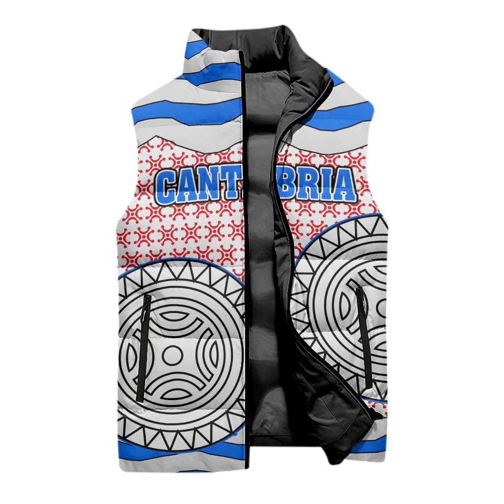 Cantabria Flag Sleeveless Puffer Jacket Autonomous Community of Spain - Wonder Print Shop