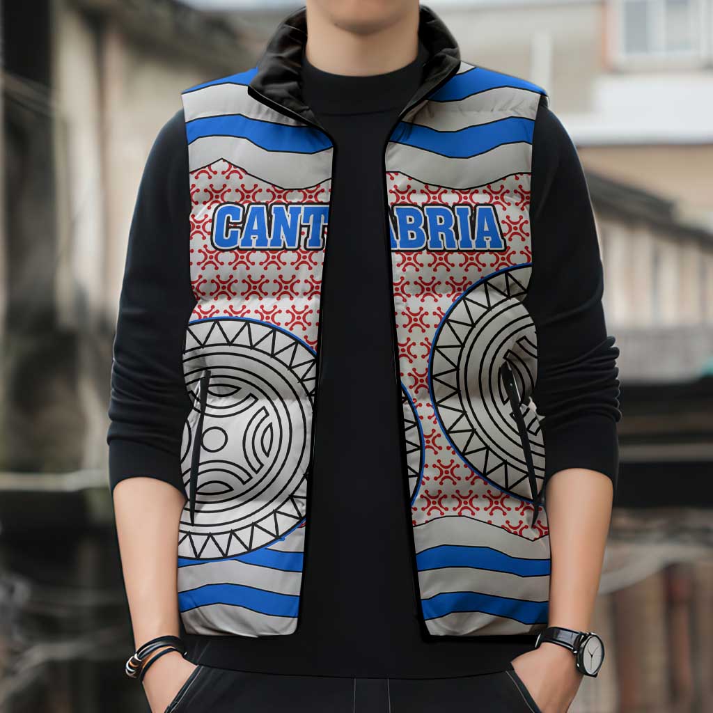 Cantabria Flag Sleeveless Puffer Jacket Autonomous Community of Spain - Wonder Print Shop