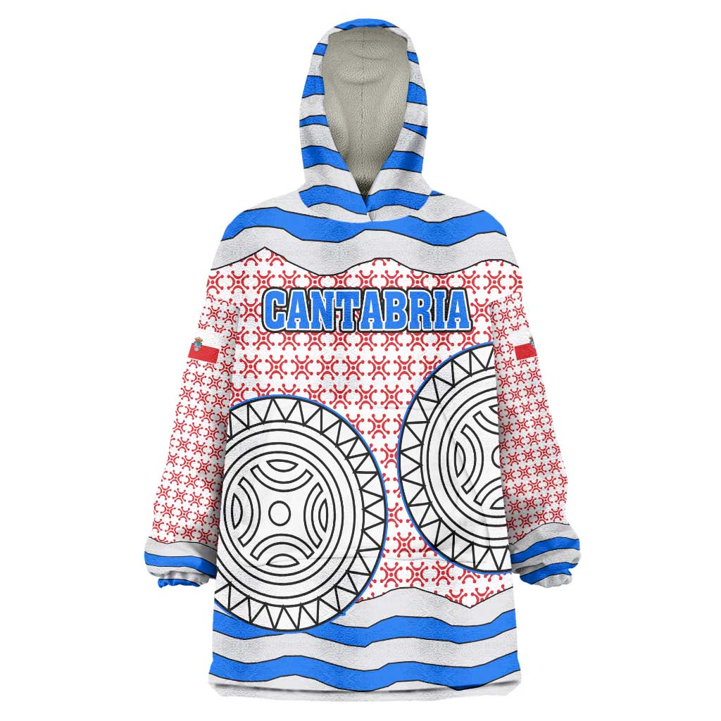 Cantabria Flag Wearable Blanket Hoodie Autonomous Community of Spain - Wonder Print Shop