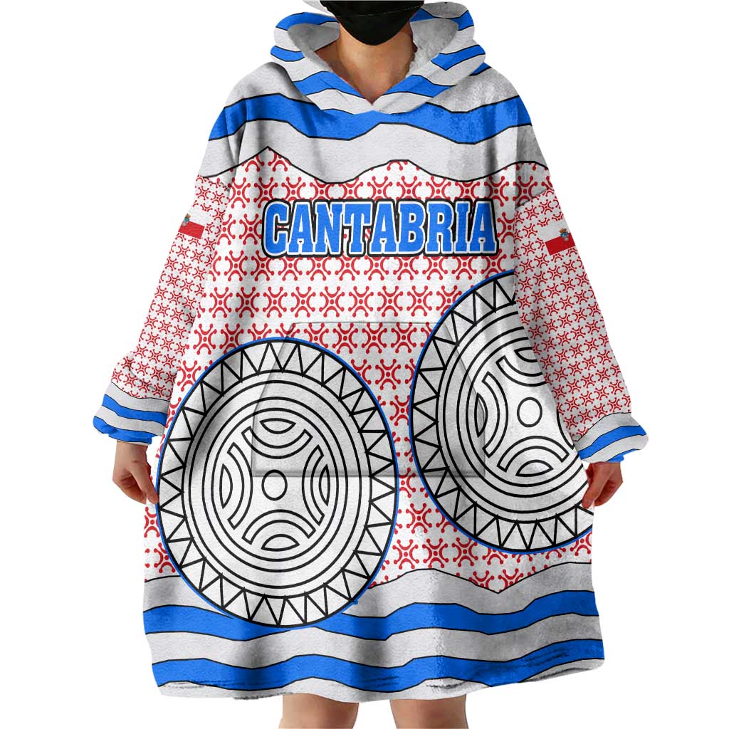 Cantabria Flag Wearable Blanket Hoodie Autonomous Community of Spain - Wonder Print Shop