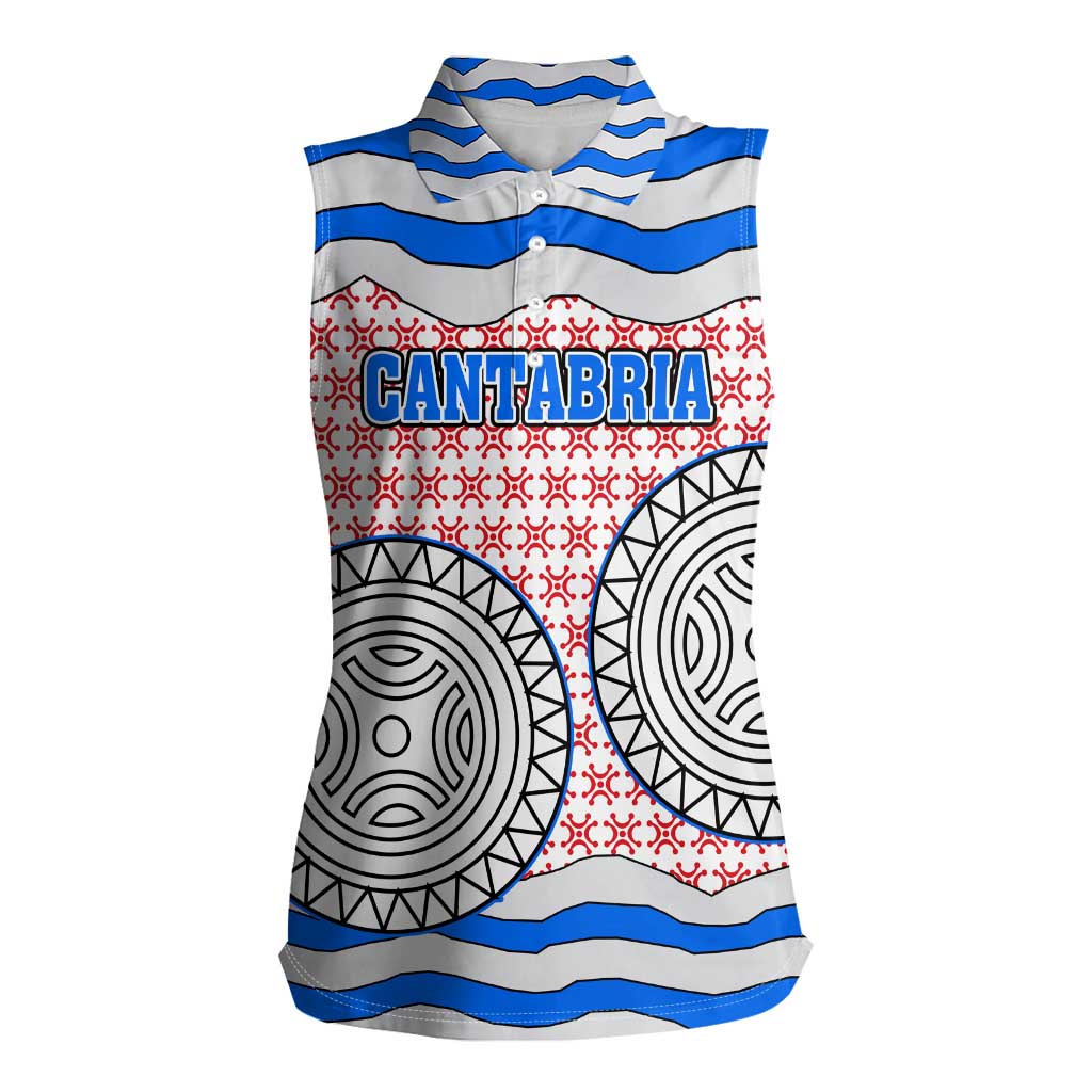 Cantabria Flag Women Sleeveless Polo Shirt Autonomous Community of Spain - Wonder Print Shop
