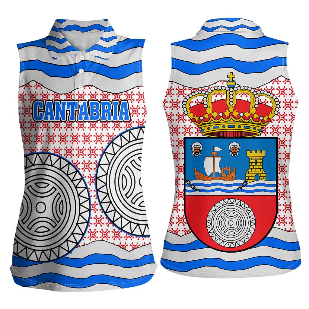 Cantabria Flag Women Sleeveless Polo Shirt Autonomous Community of Spain - Wonder Print Shop