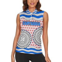 Cantabria Flag Women Sleeveless Polo Shirt Autonomous Community of Spain - Wonder Print Shop