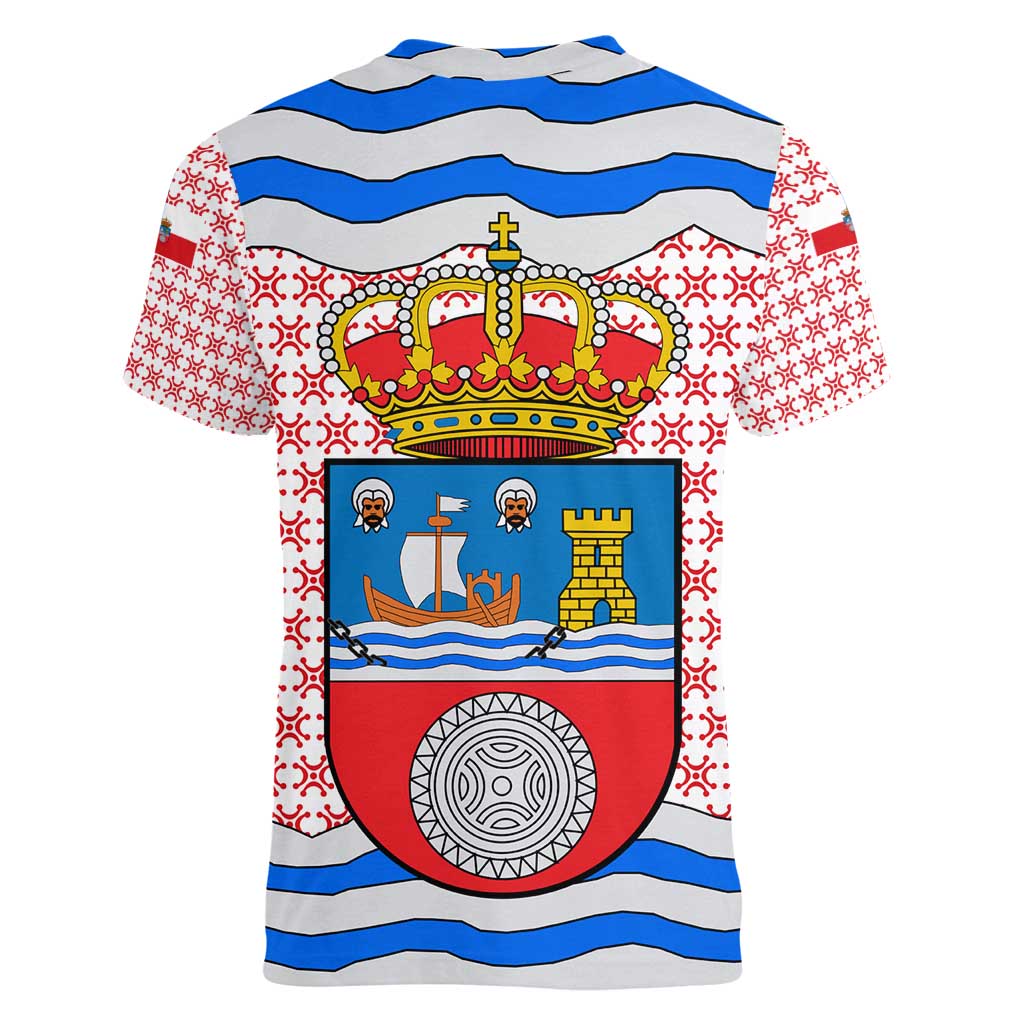 Cantabria Flag Women V-Neck T-Shirt Autonomous Community of Spain - Wonder Print Shop