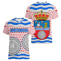 Cantabria Flag Women V-Neck T-Shirt Autonomous Community of Spain - Wonder Print Shop