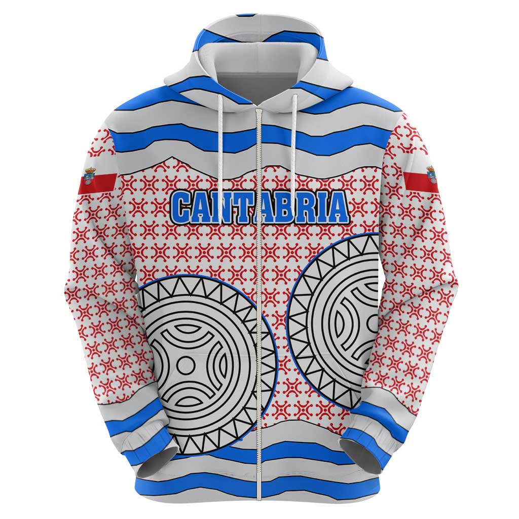 Cantabria Flag Zip Hoodie Autonomous Community of Spain - Wonder Print Shop