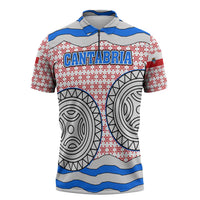 Cantabria Flag Zipper Polo Shirt Autonomous Community of Spain - Wonder Print Shop