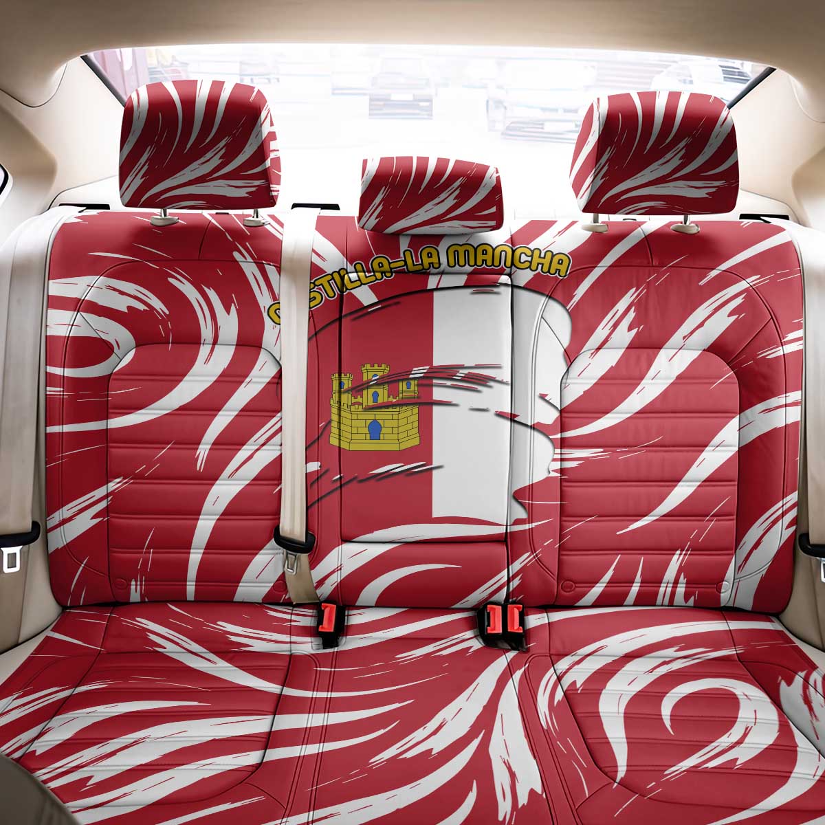 Castilla La Mancha Flag Back Car Seat Cover Autonomous Community of Spain - Wonder Print Shop