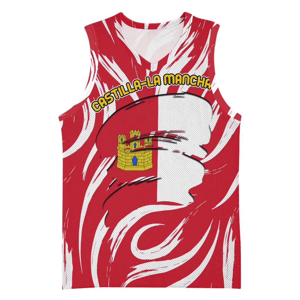Castilla La Mancha Flag Basketball Jersey Autonomous Community of Spain - Wonder Print Shop