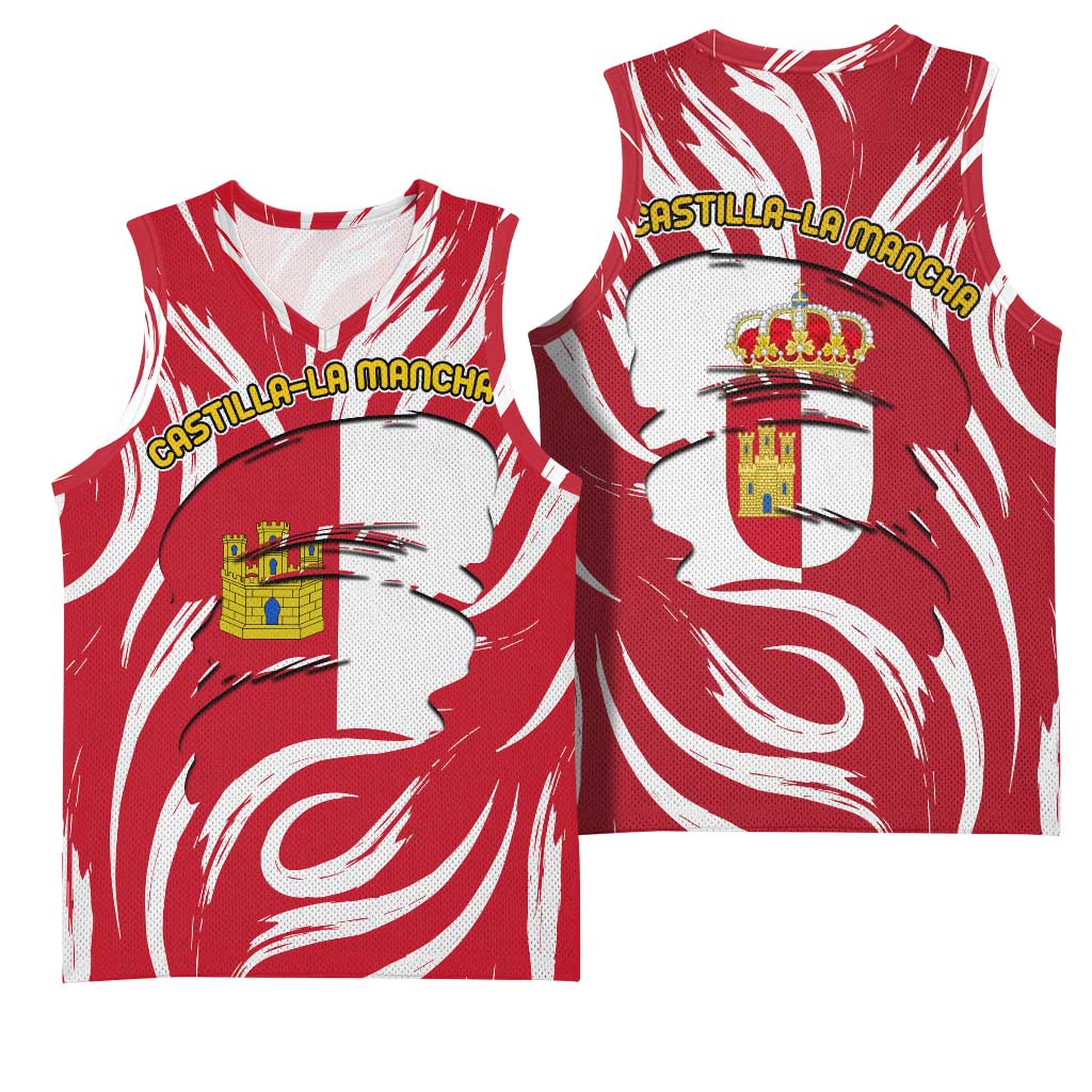 Castilla La Mancha Flag Basketball Jersey Autonomous Community of Spain - Wonder Print Shop