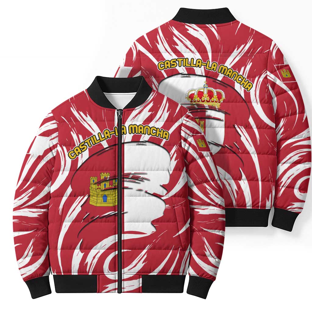 Castilla La Mancha Flag Bomber Puffer Jacket Autonomous Community of Spain - Wonder Print Shop