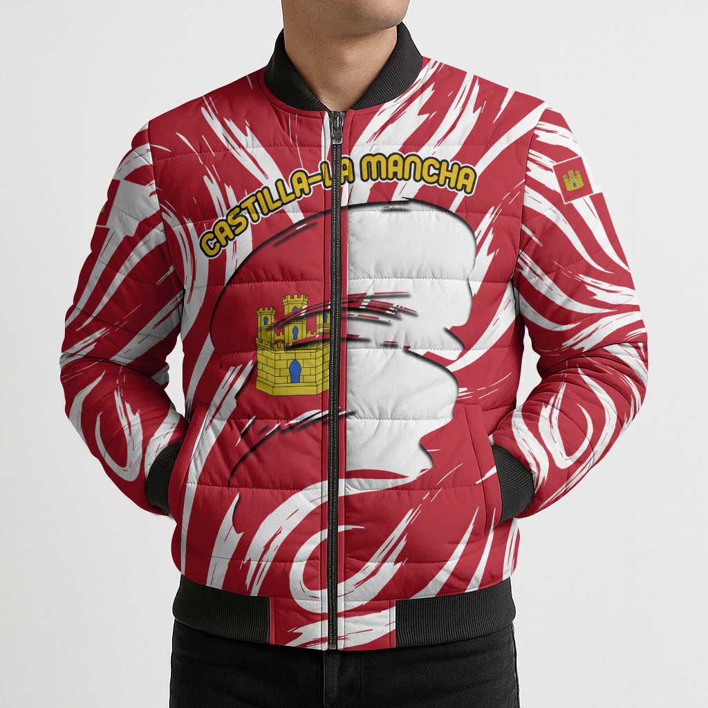 Castilla La Mancha Flag Bomber Puffer Jacket Autonomous Community of Spain - Wonder Print Shop