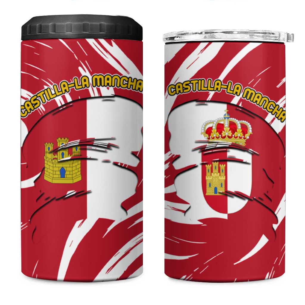 Castilla La Mancha Flag 4 in 1 Can Cooler Tumbler Autonomous Community of Spain - Wonder Print Shop