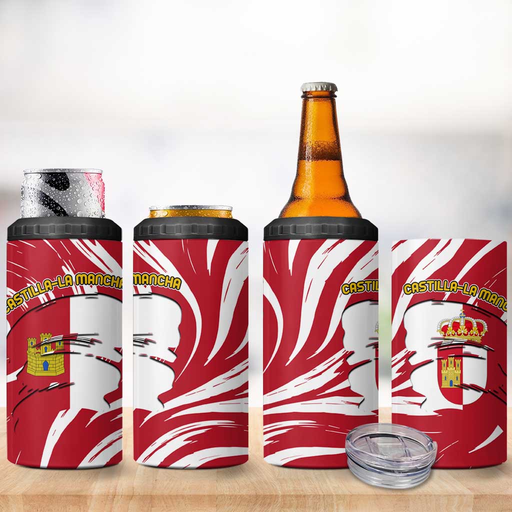 Castilla La Mancha Flag 4 in 1 Can Cooler Tumbler Autonomous Community of Spain - Wonder Print Shop