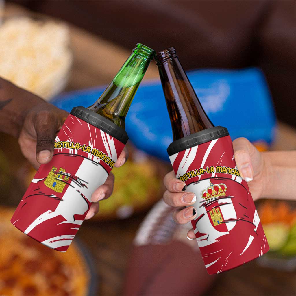 Castilla La Mancha Flag 4 in 1 Can Cooler Tumbler Autonomous Community of Spain - Wonder Print Shop