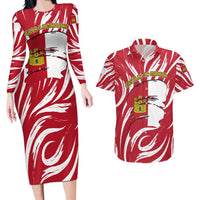 Castilla La Mancha Flag Couples Matching Long Sleeve Bodycon Dress and Hawaiian Shirt Autonomous Community of Spain - Wonder Print Shop
