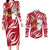 Castilla La Mancha Flag Couples Matching Long Sleeve Bodycon Dress and Long Sleeve Button Shirt Autonomous Community of Spain - Wonder Print Shop